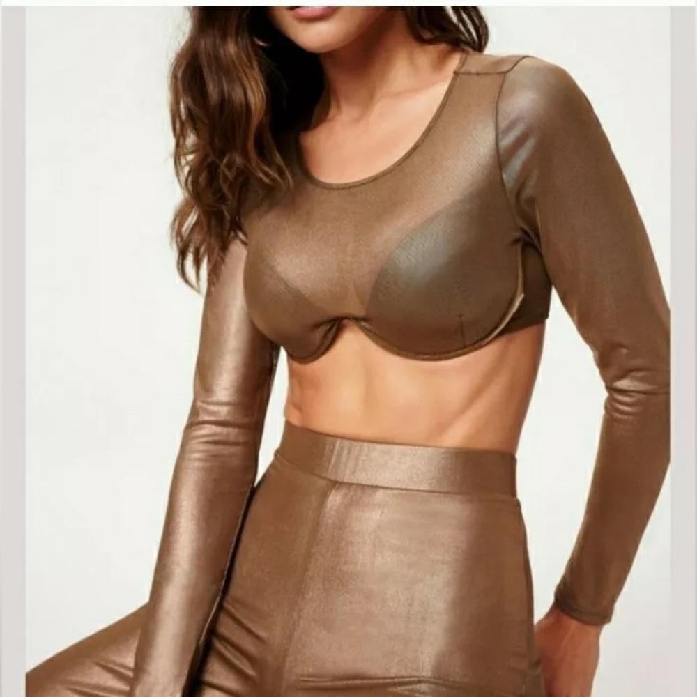 Good American Mesh Foil Underwire Crop Top Size 3 (Large)‎